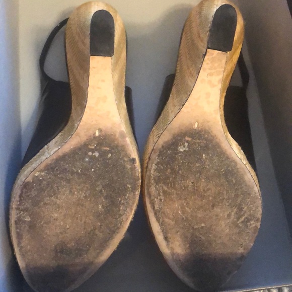 Gucci black patent peep toe wedges size 40 - Picture 5 of 7